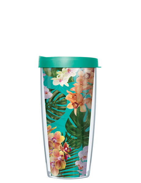 28oz Sport Tumbler - Orchids on Teal w/ Gray Lid ST-ORT