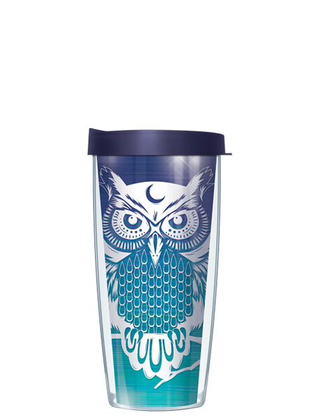 22oz Tumbler - Owls on Watercolor w/ Navy Lid 08-OWC