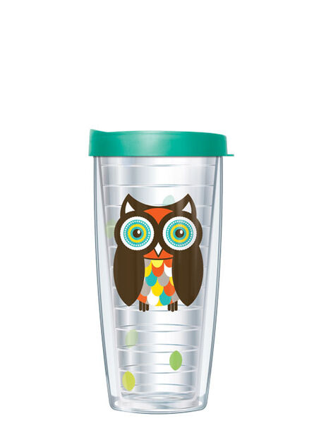 18oz Handle Mug - Simon the Owl-Clear w/ Black Lid 06-OWL-CL