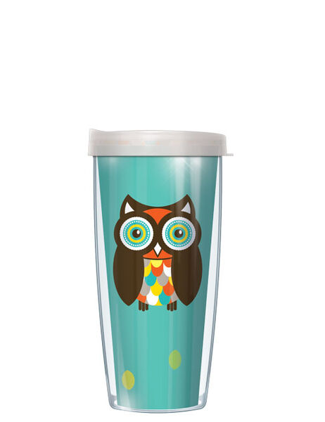 16oz Tumbler - Simon the Owl w/ Clear Lid 02-OWL