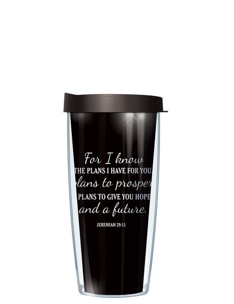 22oz Tumbler - Plans For You on Black w/ Black Lid 08-PFY