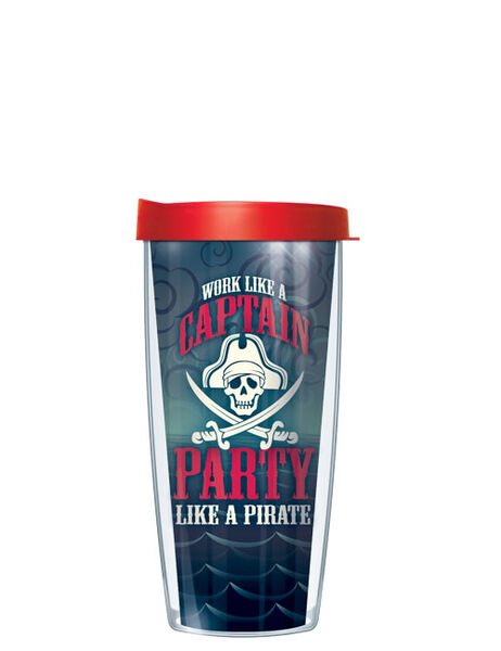 16oz Tumbler - Party Pirate w/ Red Lid 02-PIR1