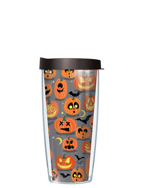 28oz Mega Tumbler - Funny Pumpkin Faces w/ Black Lid H2-PKN2