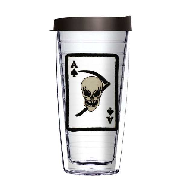 16oz Short Tumbler - DEATH - ACE OF SPADES Patch without lid 01-PM0009