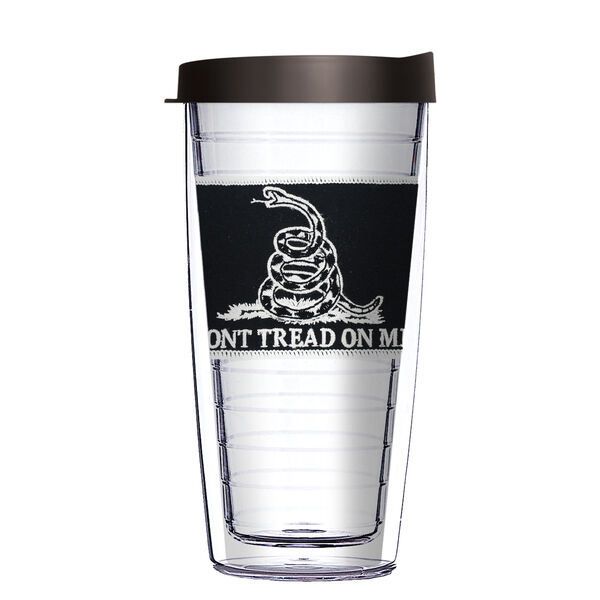 22oz Tumbler - Don't Tread on Me B&W Patch w/ Black Lid 08-PM0363