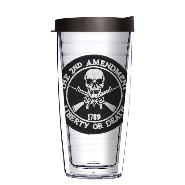 16oz Tumbler - 2nd Amendment Skull 1789 Patch w/ Black Lid 02-PM0367