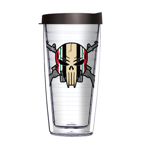 22oz Tumbler - Desert Storm Skull Rifles Color Patch w/ Black Lid 08-PM4032