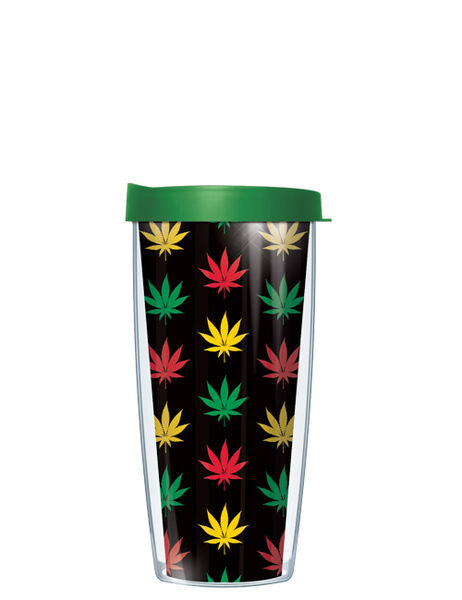 16oz Short Tumbler - Marijuana Leaf without lid 01-POT2