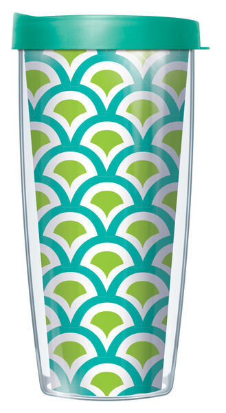 28oz Mega Tumbler - Preppy Scallop-Teal & Lime w/ Teal Lid H2-PRS3265