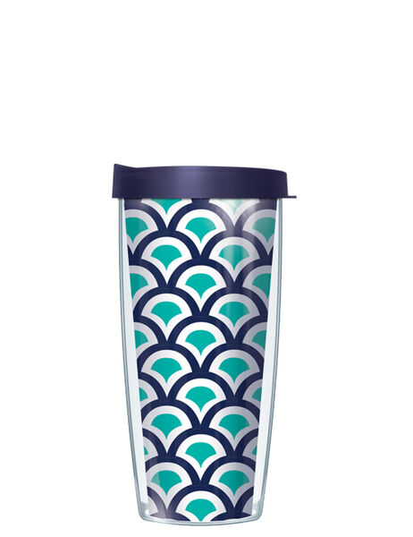 28oz Sport Tumbler - Preppy Scallop-Navy & Teal w/ Gray Lid ST-PRS655