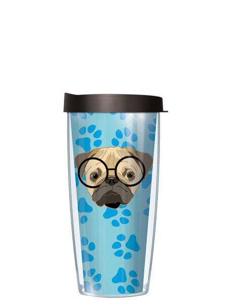 16oz Short Tumbler - Funny Pug Dog with Glasses without lid 01-PUG