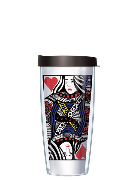 28oz Mega Tumbler - Queen of Hearts Card w/ Black Lid H2-QUEEN