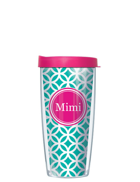 22oz Tumbler - Mimi on Teal Roundabout w/ Pink Lid 08-ROGMIMI