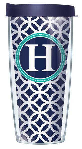 28oz Sport Tumbler - H Initial on Navy Roundabout w/ Gray Lid ST-ROU1-LB-H