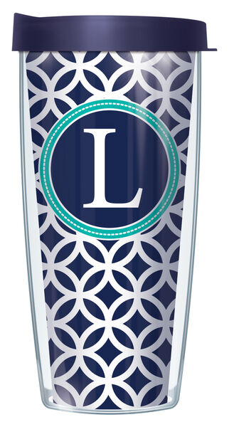 28oz Sport Tumbler - L Initial on Navy Roundabout w/ Gray Lid ST-ROU1-LB-L