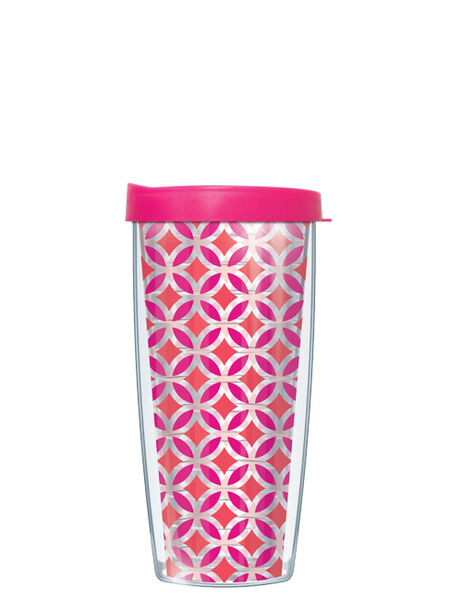 16oz Tumbler - Roundabout Pink & Orange w/ Pink Lid 02-ROU10