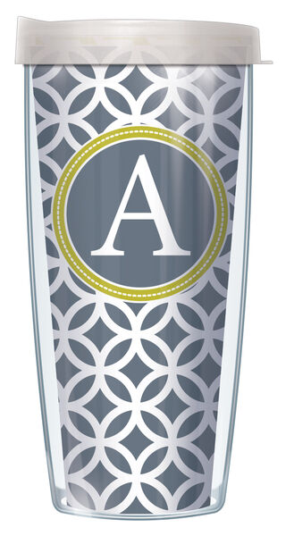 28oz Sport Tumbler - Bold Letter A on Gray Roundabout w/ Gray Lid ST-ROU7-LB-A