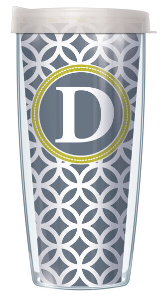 28oz Sport Tumbler - Bold Letter D on Gray Roundabout w/ Gray Lid ST-ROU7-LB-D