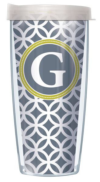 28oz Sport Tumbler - Bold Letter G on Gray Roundabout w/ Gray Lid ST-ROU7-LB-G