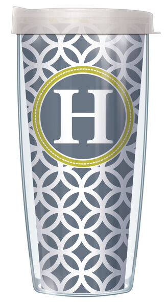 24oz Flareside Tumbler - Bold Letter H on Gray Roundabout w/ Black Lid 24F-ROU7-LB-H