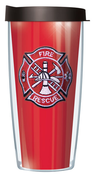 22oz Tumbler - Fire Rescue #531 Patch on Red Wrap w/ Black Lid 08-S198-531