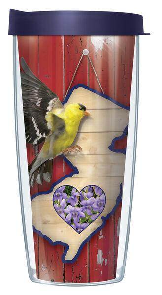 28oz Mega Tumbler - New Jersey St Bird & Flower w/ Navy Lid H2-SBF-NJ