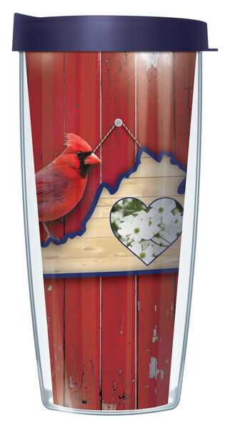 28oz Mega Tumbler - Virginia State Bird & Flower w/ Navy Lid H2-SBF-VA