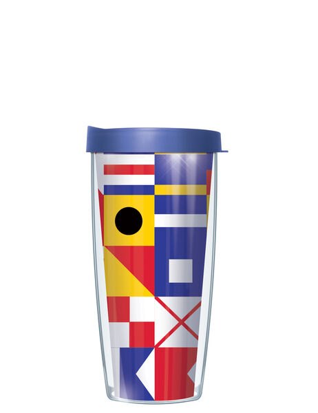 28oz Mega Tumbler - Ship Flag Mishmash w/ Blue Lid H2-SHF