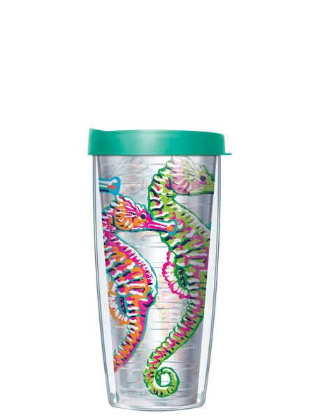 22oz Tumbler - Seahorses Clear w/ Teal Lid 08-SHO