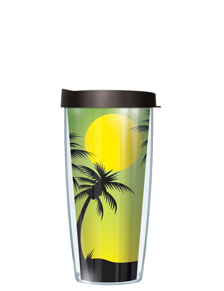 28oz Mega Tumbler - Tropical Skies on Green #375 w/ Black Lid H2-SKI375