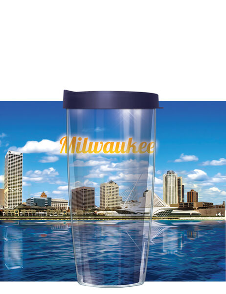 24oz Flareside Tumbler - Milwaukee Painted Skyline w/ Blue Lid 24F-SKY-MIL