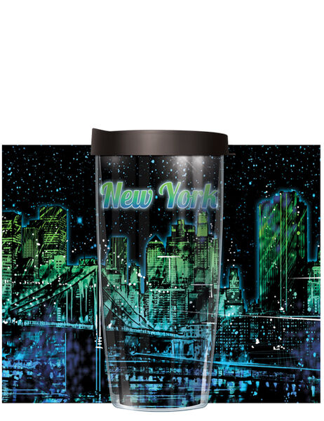 22oz Tumbler - Painted Skylines-New York-Ny w/ Black Lid 08-SKY-NYC2