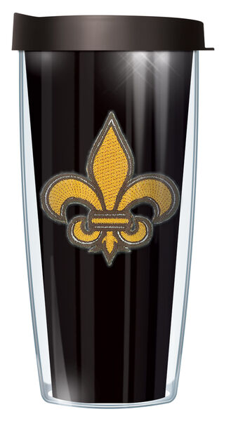 22oz Tumbler - Fleur de Lis 1 on Black w/ Black Lid 08-SOL010-543