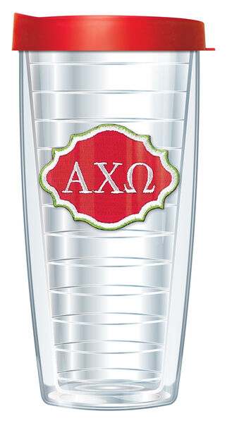 16oz Short Tumbler - Alpha Chi Omega Patch without lid 01-SOR-ACO-E