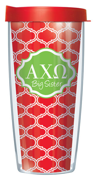 24oz Flareside Tumbler - Alpha Chi Omega Big Sister Duofoil w/ Red Lid 24F-SOR-ACO1B