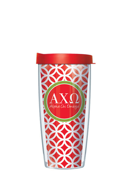 28oz Mega Tumbler - Alpha Chi Omega Roundabout w/ Red Lid H2-SOR-ACO2