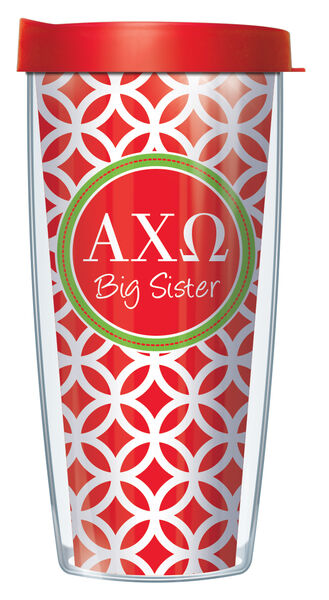 24oz Flareside Tumbler - Alpha Chi Omega Big Sister Roundabout w/ Red Lid 24F-SOR-ACO2B