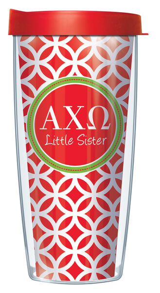 28oz Mega Tumbler - Alpha Chi Omega Little Sister Roundabout w/ Red Lid H2-SOR-ACO2L