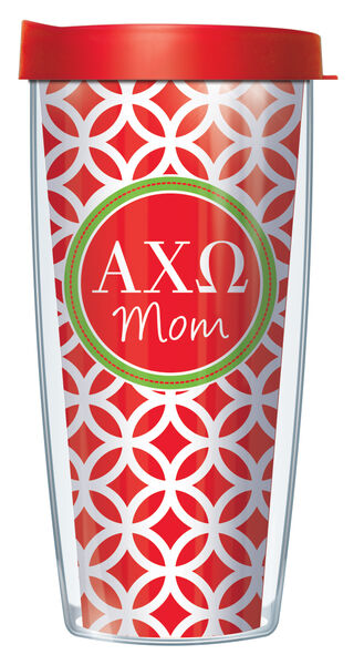 28oz Mega Tumbler - Alpha Chi Omega Mom Roundabout w/ Red Lid H2-SOR-ACO2M