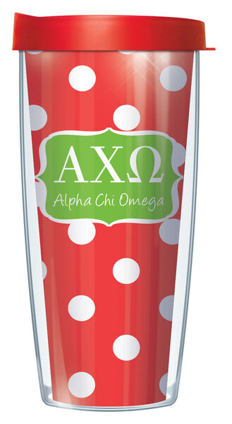 16oz Short Tumbler - Alpha Chi Omega Dots without lid 01-SOR-ACO8