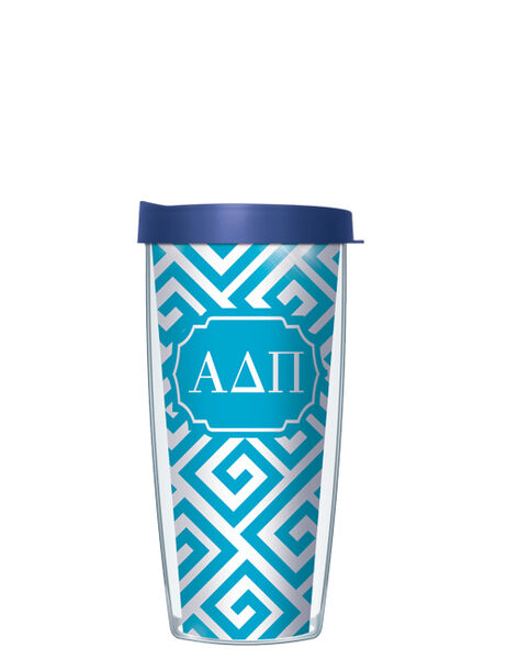 16oz Short Tumbler - Alpha Delta Pi Greek Key without lid 01-SOR-ADP3