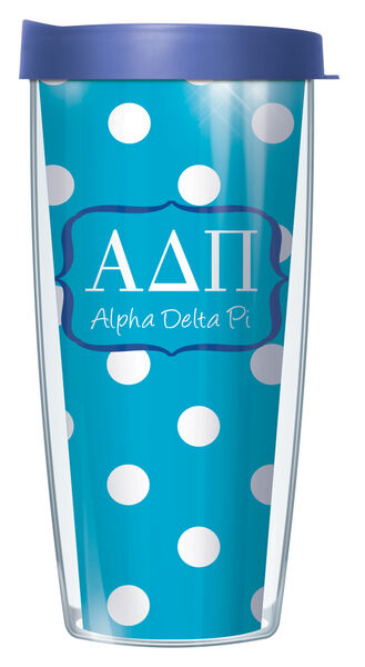 18oz Handle Mug - Alpha Delta Pi Dots w/ Black Lid 06-SOR-ADP8