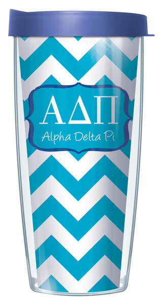 22oz Tumbler - Alpha Delta Pi Chevron w/ Blue Lid 08-SOR-ADP9