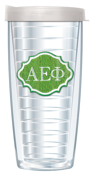 28oz Sport Tumbler - Alpha Epsilon Phi Patch w/ Gray Lid ST-SOR-AEP-E