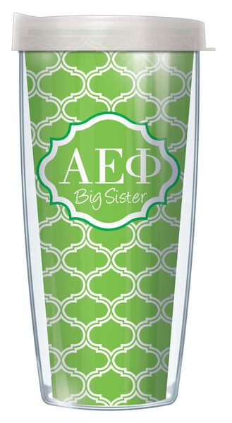 16oz Short Tumbler - Alpha Epsilon Phi Big Sister Duofoil without lid 01-SOR-AEP1B