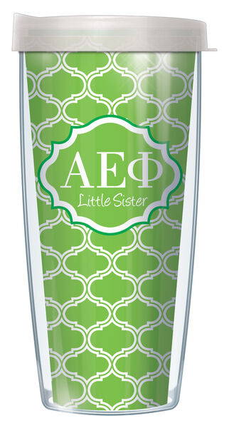 28oz Mega Tumbler - Alpha Epsilon Phi Little Sister Duofoil w/ Clear Lid H2-SOR-AEP1L