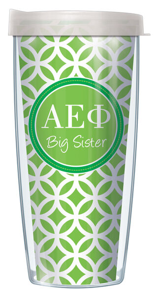 22oz Tumbler - Alpha Epsilon Phi Big Sister Roundabout w/ Clear Lid 08-SOR-AEP2B