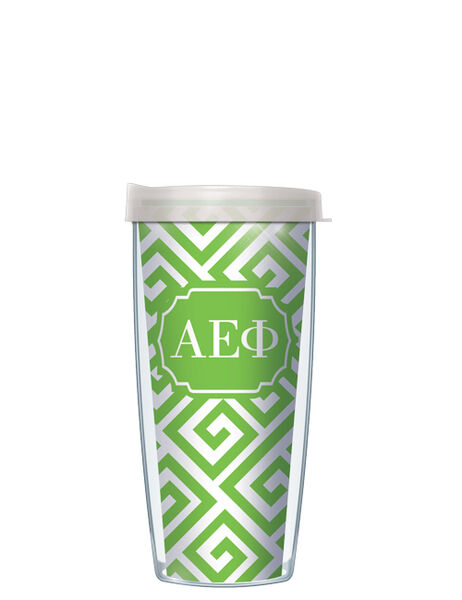 28oz Mega Tumbler - Alpha Epsilon Phi Greek Key w/ Clear Lid H2-SOR-AEP3