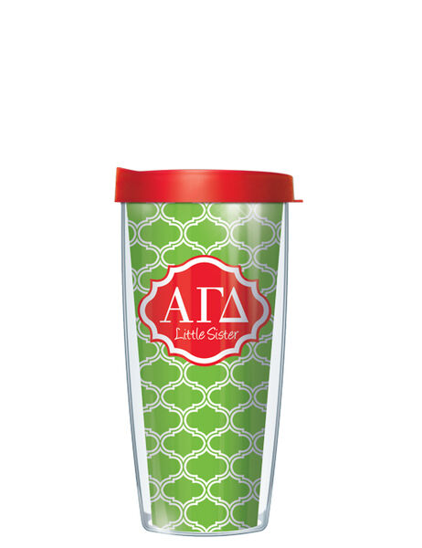 16oz Tumbler - Alpha Gamma Delta Little Sister Duofoil w/ Red Lid 02-SOR-AGD1L