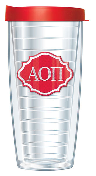 18oz Handle Mug - Alpha Omicron Pi Patch w/ Black Lid 06-SOR-AOP-E